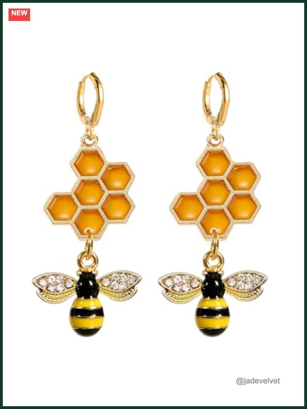 Geometric Honeycomb Bee Dangle Earrings Alloy Hypoallergenic Women Jewelry